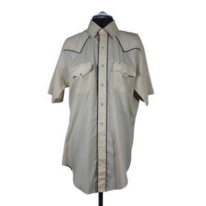 Silver Spur vintage men's pearl snap‎ front short sleeve Western shirt 16